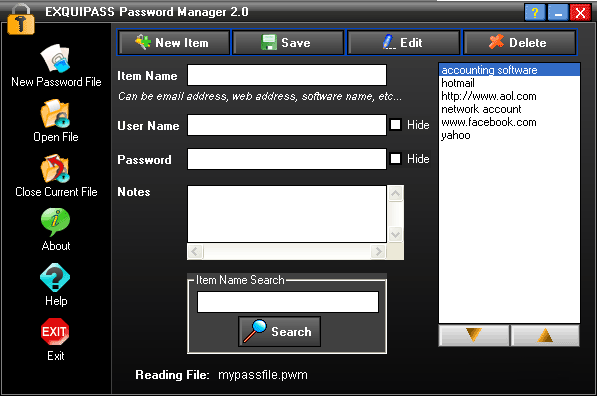 Exquipass Password Manager 2.0 screenshot